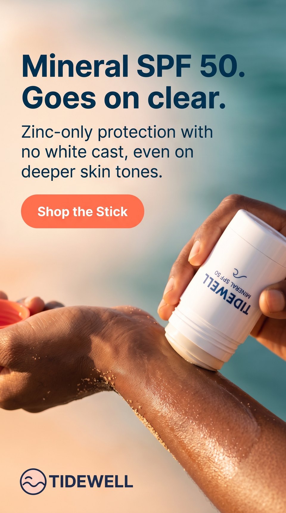 The same sunscreen ad recomposed for a 9:16 story placement