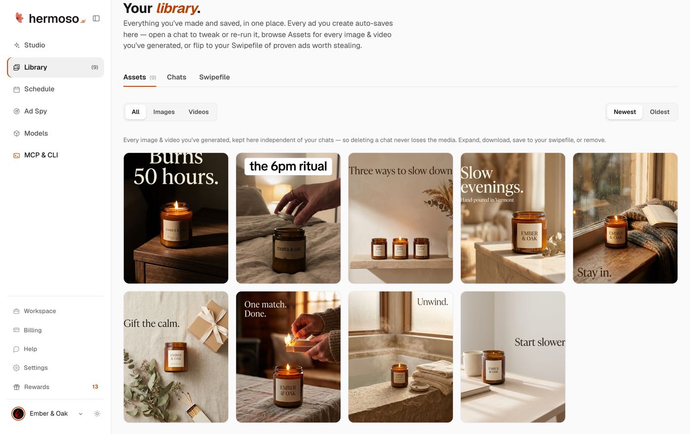 Library of finished ads ready to publish