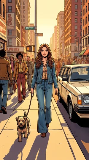 The same street scene restyled as comic 3d