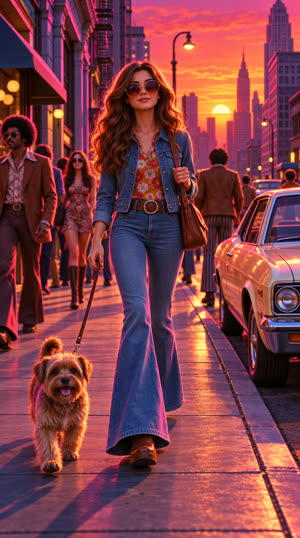 The same street scene restyled as neon graphic 3d
