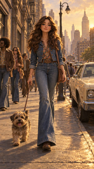 The same street scene restyled as painterly cinematic 3d