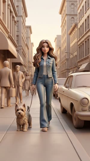The same street scene restyled as sculptural 3d fashion